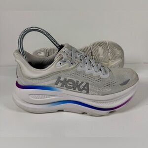 Hoka One Bondi 9 Women Running Shoe Size 6B Cosmic Grey/White 1162012